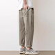 Woodpecker Casual Pants Men's Summer New Loose Breathable Straight Workwear Trendy Brand Youth Nine-Point Long Pants Men 9904 Light Khaki M