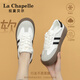 La Chapelle women's shoes winter moral training shoes thick-soled versatile sneakers plus velvet optional cotton shoes for women white and black 37