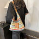 Large-capacity woven rainbow straw bag 2025 new fashion shoulder commuter bag lazy style versatile tote bag blue