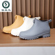 Specht Deutsch Anti-Schlupf-Regenstiefel Herren Kurzrohr wasserdichte Schuhe Frauen mit niedrigen Top-Regenstiefeln Küche Gummi Schuhe Overhoes Autowaschhütte Paare Schwarzer Samt (nicht abnehmbar) Schuss One Size 35