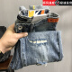 Bozhixing Jeans déchiré de couleur claire de couleur claire de couleur masculine pour hommes minces stimulant stress stretch décontracté pantalon à neuf matchs à 679 jeans bleu clair 30