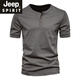 JEEP SPIRIT American retro heavyweight short-sleeved bottoming shirt pure cotton short-sleeved Henry shirt men's fitness tough guy military green T-shirt half-sleeve P802 military green 3XL (190-200Jin Jin equals 0.5 kg)