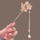 Antique flower hair accessories for women, spring and summer cherry blossom hairpins, high-end Hanfu hairpins, fringed cheongsam hairpins, enamel flower hairpins