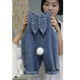 Disney (Disney) children's denim overalls, spring and autumn rabbit ears, stylish and cute casual pants for boys and girls, denim blue rabbit ears overalls 90 cm