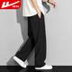 Pull back casual pants men's summer ice silk thin versatile breathable overalls loose sports pants men black L