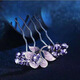 WEISHINI Korean style light luxury fashion tulip hair comb hairpin ball head non-slip rhinestone hair accessory four-tooth hair artifact tulip purple A23-205