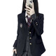 Xier jk uniform black suit jacket female college style three-button loose Korean style small suit with badge JK uniform suit jacket black with badge L 95-109Jin Jin equals 0.5 kg