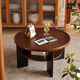 Qingziyou French retro solid wood coffee table, antique style round tea table 2025 new American home small apartment side table furniture, walnut color + rubber wood, diameter 80CM