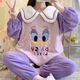 FHHUABD Pajamas Women's Autumn and Winter Flannel Korean Style Sweet Cartoon Princess Style Home Clothes Coral Velvet Thickened Warm Suit 9934 Velvet Pink Bow L