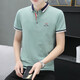 Summer men's lapel short-sleeved T-shirt for men's trendy polo shirt middle-aged stand collar half-sleeved T-shirt 673 bean green 2XL 135-150Jin [Jin equals 0.5 kg]