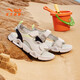 Anta children's sandals, boys' shoes, summer new Velcro outdoor open-toe soft elastic beach shoes, sand gray/new ink blue-1 38