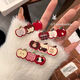 Plum pie cute cartoon apple hairpin autumn and winter girl heart duckbill clip broken hair bangs clip side clip hairpin hair accessories SN value 4-piece set (1 each)