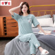 Yalu-Pyjamas für Frauen im Sommer reines Baumwoll 2025 neue Kurzhose mit kurzärztem Hose für Hausbekleidung für dünne Baumwollanzüge 7374 Bohnengrün L 100-120jin [Jin entspricht 0,5 kg]