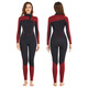 KLeYOU wetsuit for men and women split warm one-piece surfing suit swimsuit wetsuit waterproof mother 3mm thick sun protection diving equipment red black-3mm women's model front opening M