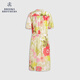 Brooksbrothers Women's 25 primavera y verano Nuevo algodón Romántico Vestido de vacaciones con estampado B695 impresa