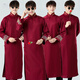 Zhiqiang groomsmen suit Chinese style wedding dress Chinese style brother group costume wedding cross talk suit coat mandarin jacket student performance wine red embroidery style glasses and roses good quality XL 175- 92A 140-150Jin Jin equals 0.5 kg