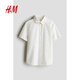 H&M children's clothing children's boys' shirts spring dress performance clothes formal shirt cotton short-sleeved top 1273445 light blue 165 165/84 (13-14Y)