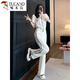 Holzspecker-Mode-Alter reduziert Casual Sports Set Women's Summer 2025 Neue Temperament Göttin Style Kurzärmel weites Bein zweiteiliger Grau 826 s