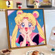 可爱卡通美少女战士数字油画diy儿童手绘填充丙烯油彩画卧室挂画 SJ16845 80*80cm绷好加厚实木内框+外框