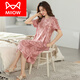Catman (Miiow) Marke Nighthot für Frauen Sommer reines Baumwoll kurzärmelige Long-Knie-Pyjama 2023 New Cotton Korean Thin Home Clothing 9901 Langer Rock M.