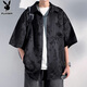 Playboy (PLAYBOY) short-sleeved shirt men's ice silk casual shirt men's summer high-end jacket men's trendy tops