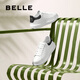 Belle Contrast Color White Shoes Men's Autumn Cowhide Comfortable Thick-soled Casual Sneakers A1160CM3 Black Tail 42