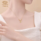 Chinese jewelry 18k gold gold necklace women's four-leaf clover set chain plain chain birthday gift for girlfriend and wife 18k gold four-leaf clover necklace gold weight about 1.7g
