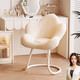 Jifei internet celebrity makeup chair girls bedroom dressing table stool light luxury cream style rotating makeup stool petal back chair white fixed type thickened white frame