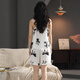 
LangSha Summer Lady's Summer Lady with Chest Pajamas Sexy Lace Set 2025 Thin Ice Silk Small Household Clothing 9901 [with Chest Pad] M [150-155CM/80-100Jin[Jin equals 0.5 kg]]