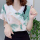 Rongxitu Camisa de gasa suelta de Rongxitu para mujeres de manga corta Summer Top Breathable Breatable Green 838 Modelos XL recomendado 85-110Jin [Jin iguala 0.5 kg]
