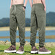 Pantalones de seda de hielo de verano para pantalones deportivos de secado rápido de los hombres de la marca de moda de la marca suelta de los pies de la ropa de trabajo pantalones casuales de nueve puntos para hombres khaki sanyou-x05 xl