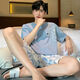珍韵缘男士睡衣夏季短袖夏款莫代尔薄款青少年可外穿夏天款家居服套装 6198蓝莫代尔套装 均码 L100120斤