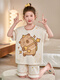 Mädchen Pyjamas Sommer 2025 Neues Kapibala reines Baumwoll große Kinderheimkleidung kurzärmelige Mädchen Sommer dünner Stil N829 Pacha 100 cm/8 Größe [Höhe 85-102 cm]