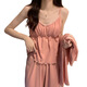 S.SOFEA Mujeres Pajamas de primavera y otoño Sweet con almohadilla de cofre azul Juego de tres piezas 2025 Nuevo conjunto de tres piezas 838 Niebla azul con almohadilla de cofre M Recomendada 80-95Jin [Jin equivale a 0.5 kg]