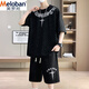 Meiluobon Meloban Summer Casual Sports Set Мужские модные бренды Квалифицированные шорты с коротким рукавом для учеников средней школы устанавливают T6626-метров White XL Справочник 120-140JIN [JIN равно 0,5 кг]