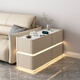 Hexuan Multifunctional Sofa Side Cabinet Smart Solid Wood Storage Cabinet with Socket Living Room Premium Slate Sofa Side Table Storage Cabinet Beige Bull Socket + Light Strip + Wireless Charging Width 30*Length 80*H 85cm