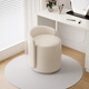 Shuhao makeup stool light luxury high-end home stool back girls bedroom dressing table chair round stool rotating manicure chair fixed style PU leather-off-white