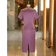 Fengxiao cheongsam wedding banquet mom summer wedding banquet outfit for mother-in-law 2025 new mom Chinese style dress noble and young light purple 2XL