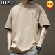 JEEP SPIRIT trend American short-sleeved T-shirt for men in summer pure cotton round neck versatile casual 2025 new fashion brand loose Hong Kong style T-shirt 43 blue-1365 short-sleeved-S [Suggested 80-110Jin [Jin equals 0.5 kg]]