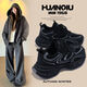 Global niche black trendy dad shoes for women 2025 autumn new hot style versatile casual thick-soled sneakers