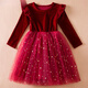 Luo Zhichao girls' dress winter plus velvet style children's princess dress little girl autumn and winter thickened children's clothing tutu skirt red spring and autumn 110