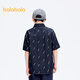 Balabala designer SICO IP children's shirt boys' shirt summer short-sleeved denim full print trend blue tone 00488 130