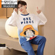 Modal Brand Youth Spring y Pajamas de otoño para hombres Cartoon Algodón de algodón puro Traje de manga larga Estudiantes de secundaria estudiantes de secundaria Tamaño Junior M (65-80Jin [Jin equivale a 0.5 kg]