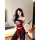 Chuangjingyi chooses red denim tube top summer hot girl one-shoulder Thai unique design vest red shawl S