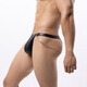 New Men's Sexy Underwear European and American Pouch Tight Thong Patent Leather Chain Decorated Rainbow T-Pants Hollow Ring Black M