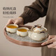 Shangyanfang hand-made tea pot, tea bowl, tea cup, single Ru kiln Kung Fu tea set, one-person household fair cup tea leakage three-piece set