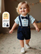 Xin Yueqing one-year-old dress children's clothing children's bow tie shirt overalls suit boys campus Children's Day performance park clothing B1905 top + pants + bow tie + suspenders 73 73CM
