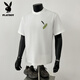 Playboy (Playboy) Sommer Amerikaner Stil hübsches Männer purer Baumwoll kurzärmelige T-Shirt Herren einfache und vielseitige Print-Ins Modemarke Loose Top Black [kleines Bild auf der vorderen linken Seite K1098 Zwei Stücke kleiner Federn suggeriert 90-100jin [Jin gleich 0,5 kg]