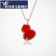 Shengbei 18K gold red gourd necklace for women with color gold agate rose gold pendant natural diamond new clavicle chain for women red agate-regular version-single pendant