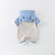 
Disney baby onesie spring and autumn hooded haria double-layer Class A boy 3-9 months newborn go out for clothes 1477 blue 66cm 3-6 months [Suggested 10-13Jin [Jin equals 0.5 kg]]